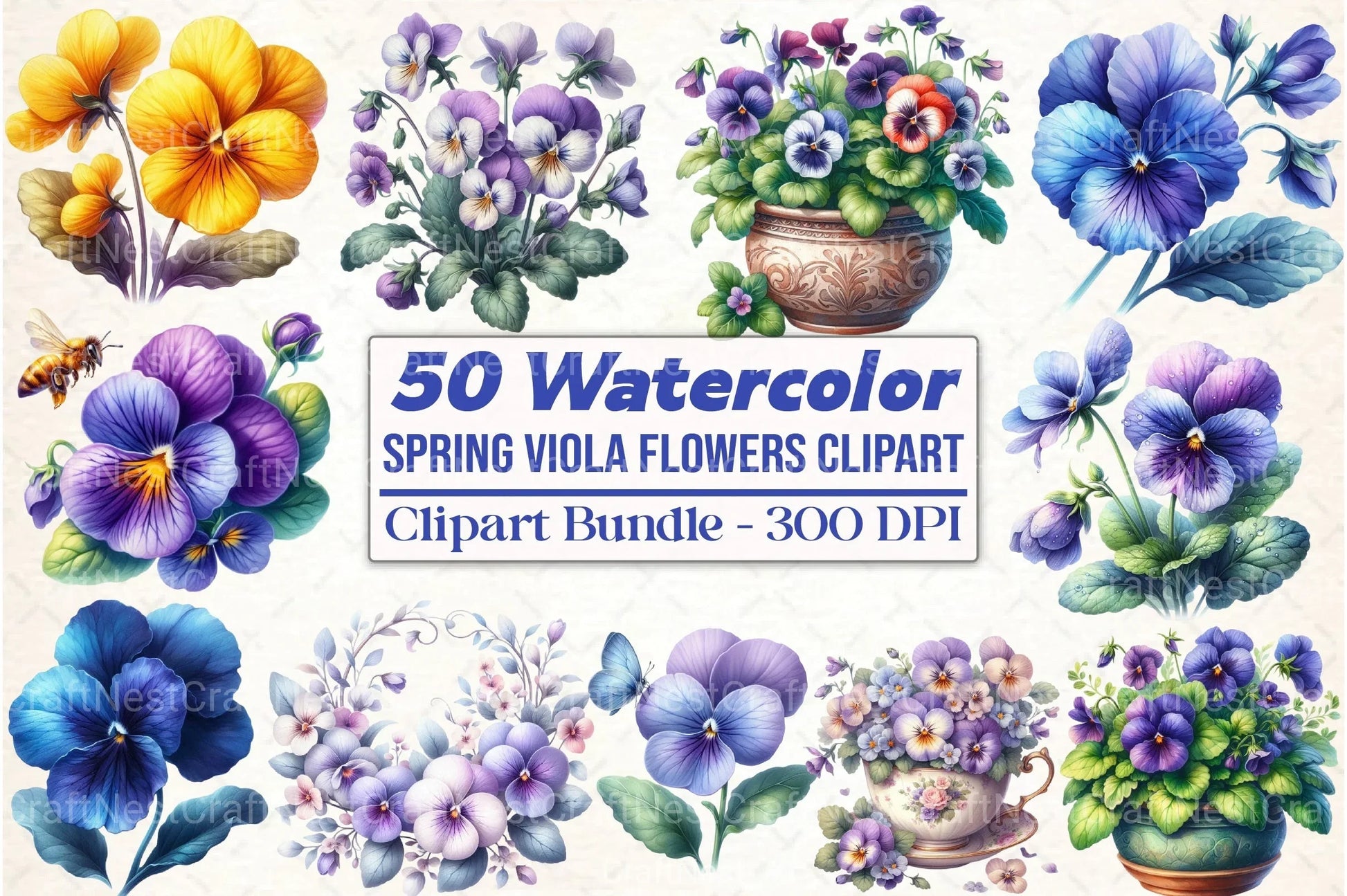 Spring Viola Flowers Clipart Bundle - CraftNest - Digital Crafting and Art