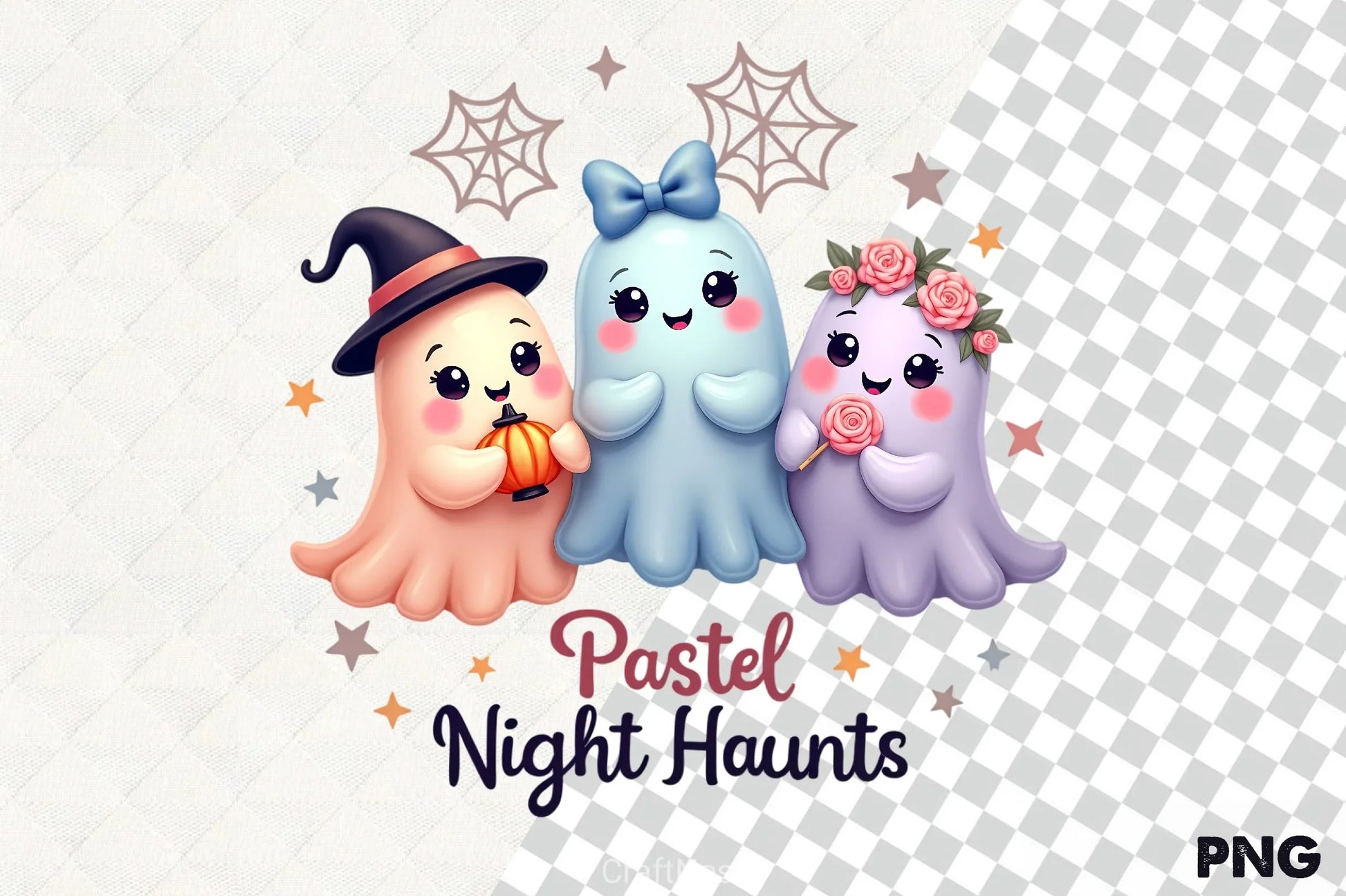 Pastel Kawaii Halloween Ghosts Clipart Bundle - CraftNest - Digital Crafting and Art