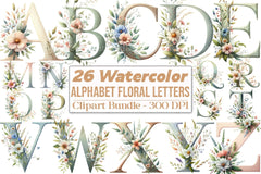 Floral Alphabet Letters Clipart Bundle - CraftNest - Digital Crafting and Art