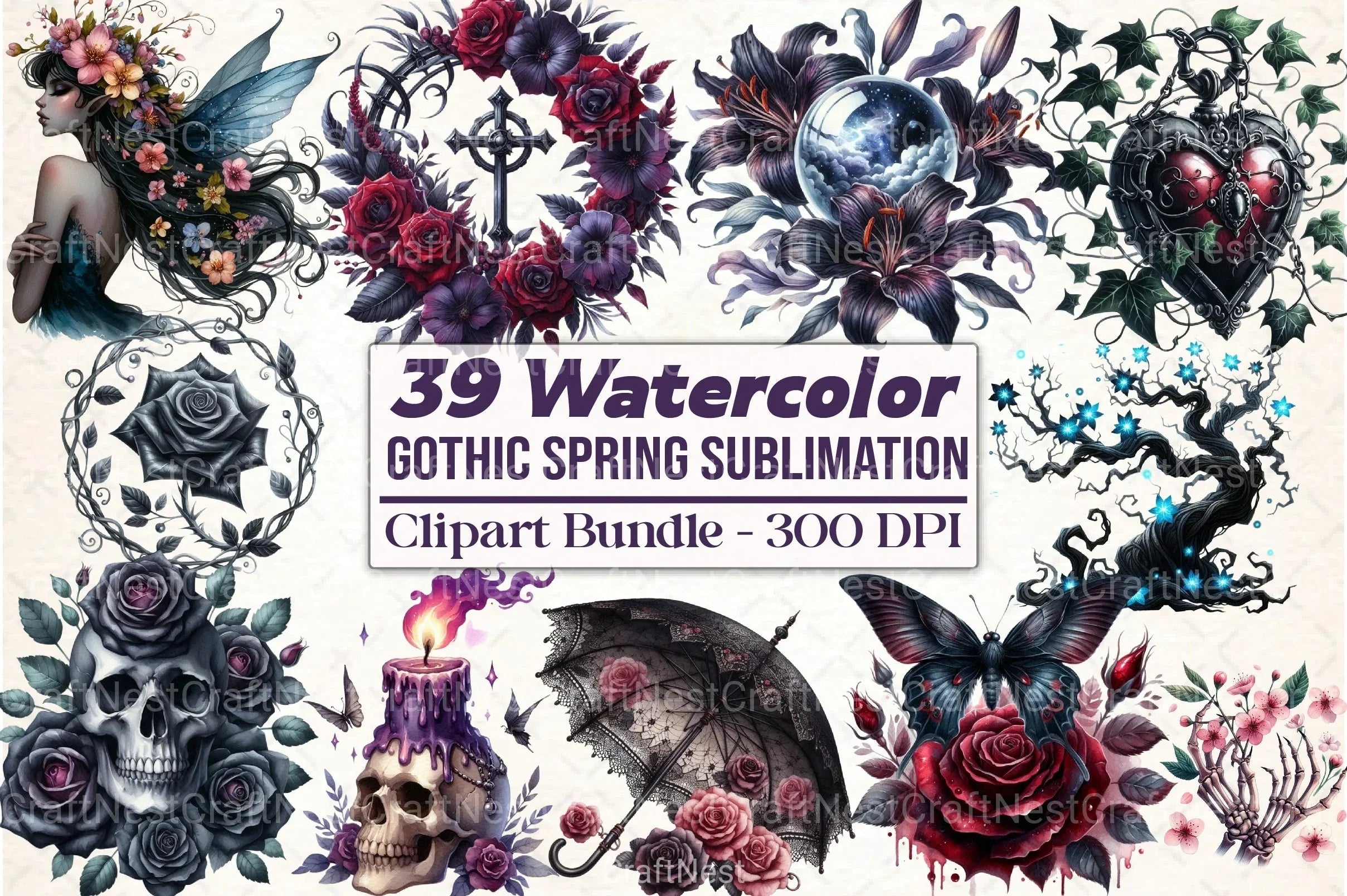 Gothic Spring Clipart Bundle 33 - CraftNest - Digital Crafting and Art