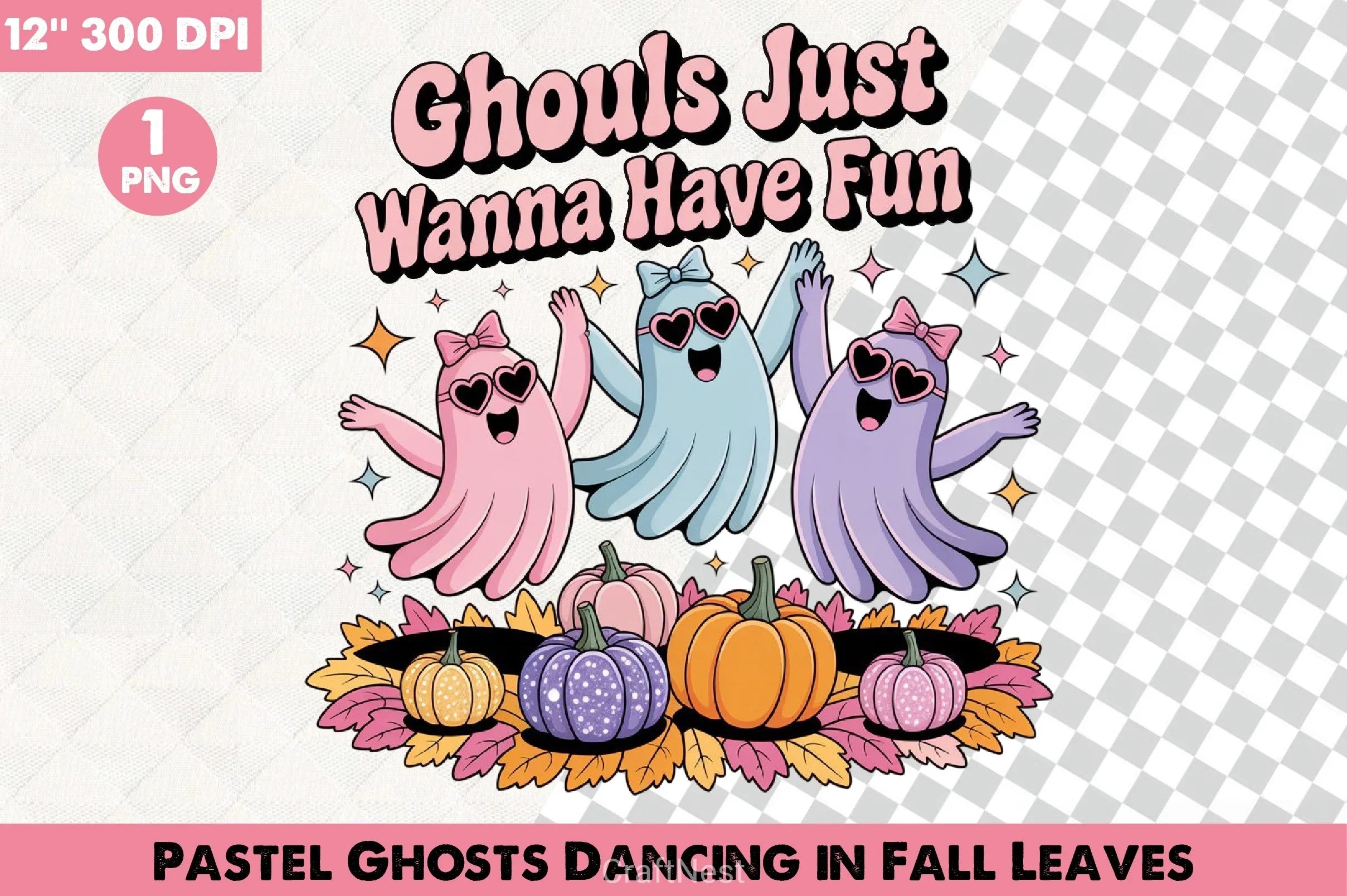 Pastel Ghosts Fall Leaves Clipart Bundle - CraftNest - Digital Crafting and Art