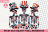 4th of July Skeleton Floral Clipart Bundle