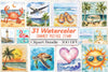 Summer Postage Stamp Clipart Bundle