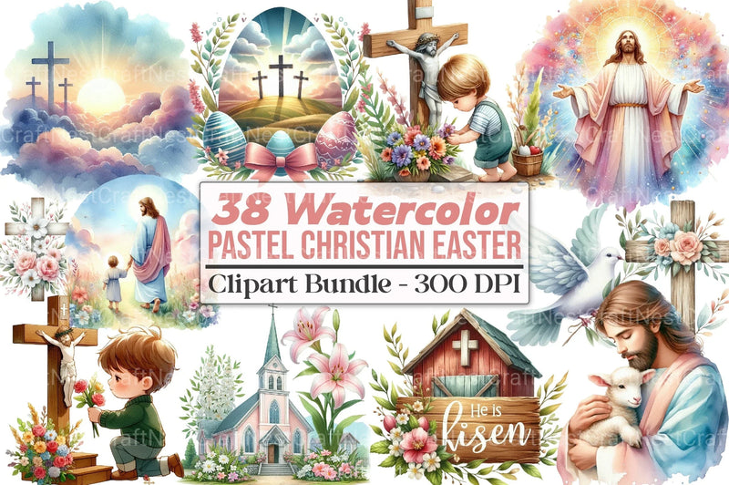 Pastel Christian Easter Clipart Bundle 1 - CraftNest - Digital Crafting and Art