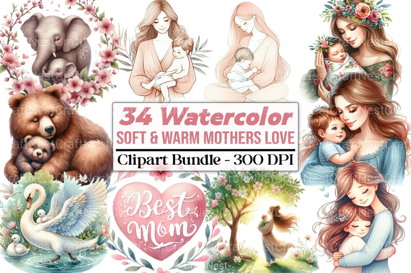 Soft & Warm Mother's Love Clipart Bundle 2 - CraftNest - Digital Crafting and Art