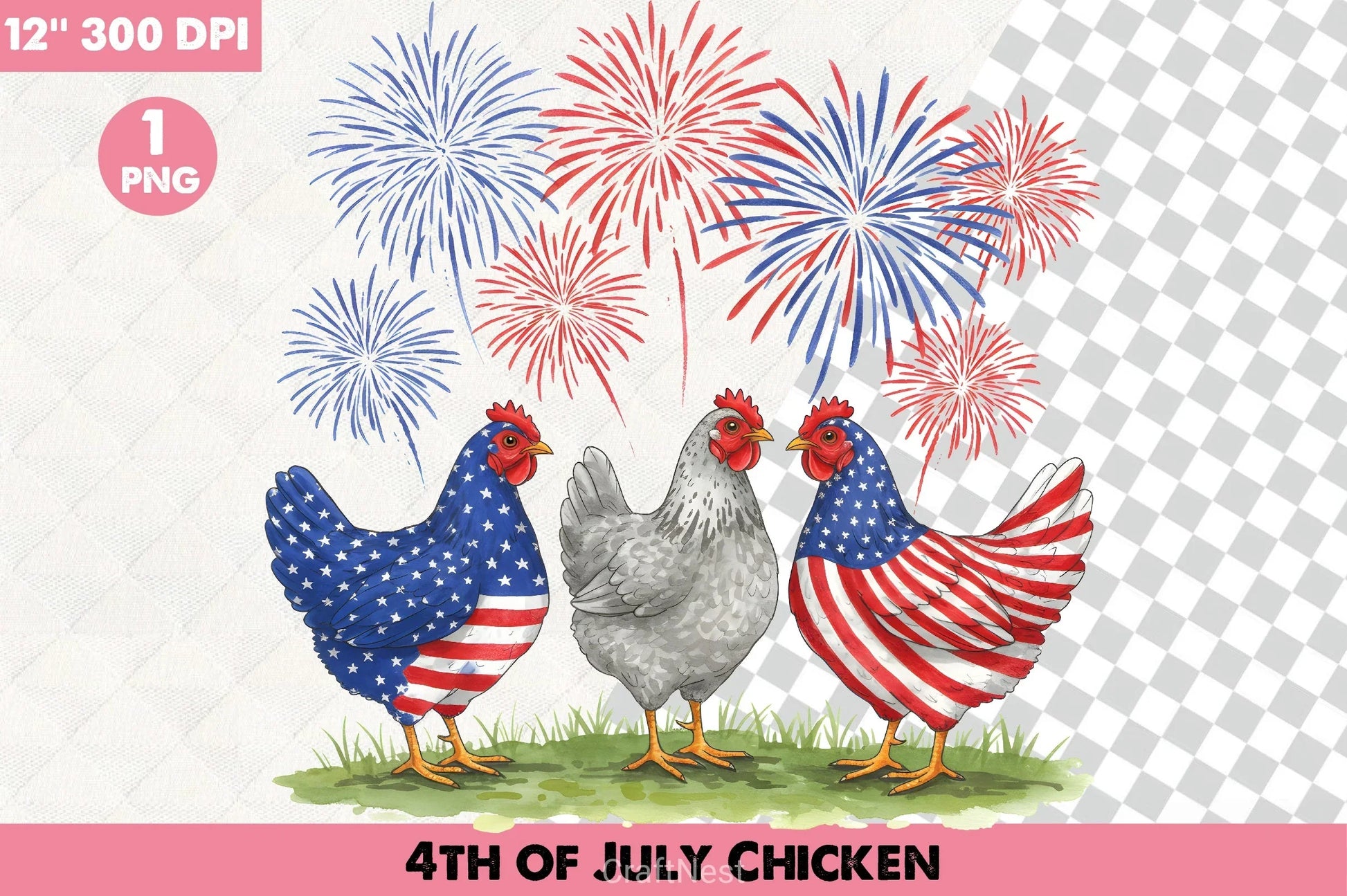 4th of July Chicken Clipart Bundle 2 - CraftNest - Digital Crafting and Art