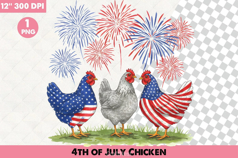 4th of July Chicken Clipart Bundle 2 - CraftNest - Digital Crafting and Art