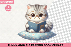 Funny Animals Reading Clipart Bundle 5 - CraftNest - Digital Crafting and Art