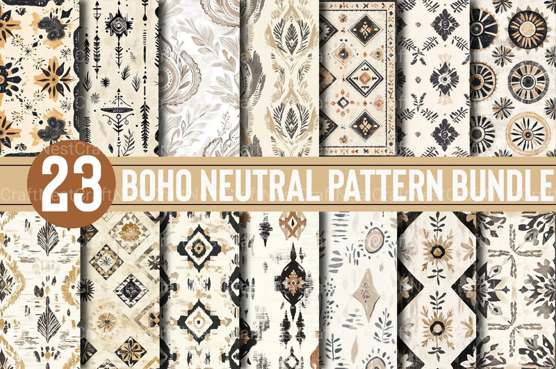 Boho Neutral Pattern Clipart Bundle - CraftNest - Digital Crafting and Art