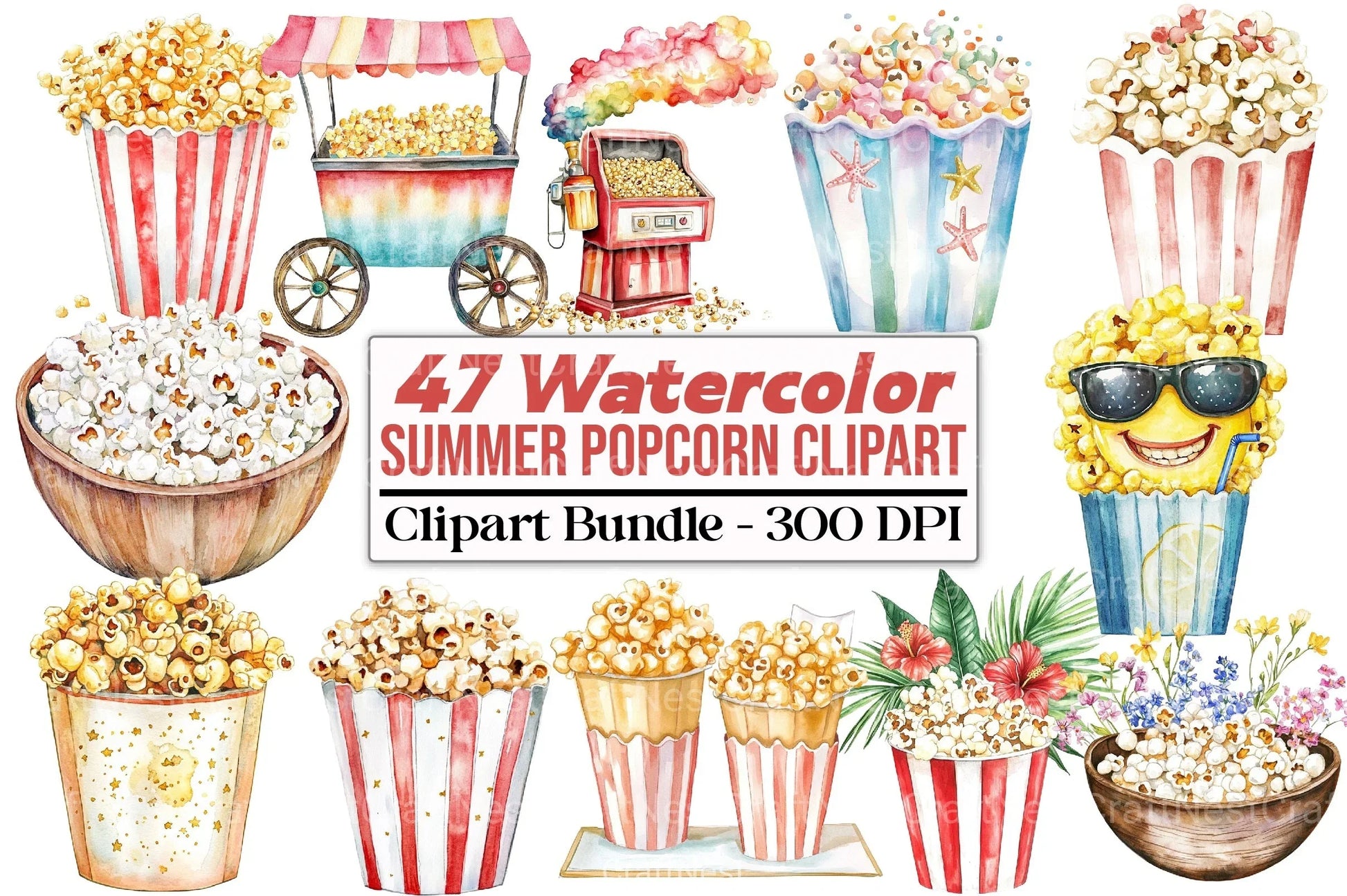 Summer Popcorn Clipart Bundle - CraftNest - Digital Crafting and Art