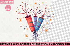 Festive Party Poppers Clipart Bundle - CraftNest - Digital Crafting and Art
