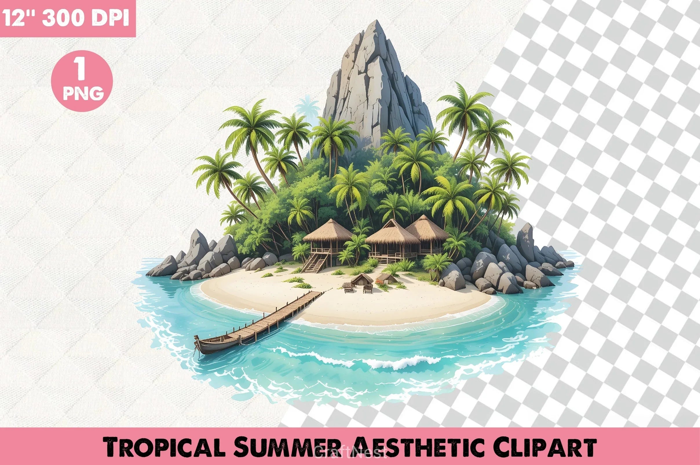 Tropical Summer Aesthetic Clipart Bundle - CraftNest - Digital Crafting and Art