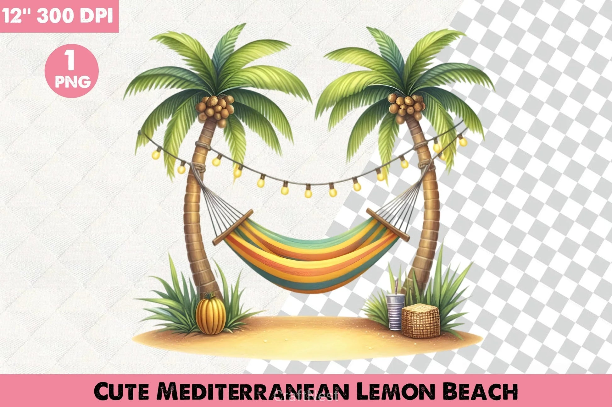 Mediterranean Lemon Beach Clipart Bundle - CraftNest - Digital Crafting and Art