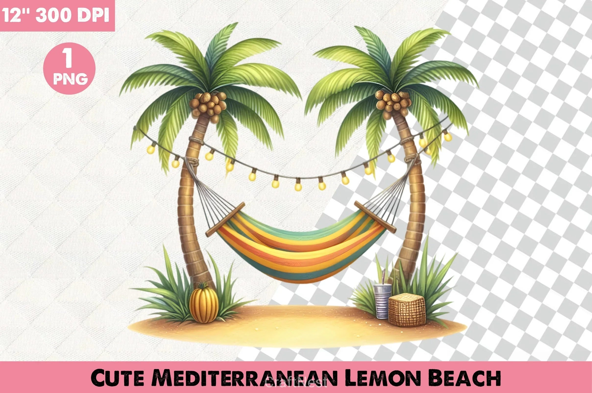 Mediterranean Lemon Beach Clipart Bundle - CraftNest - Digital Crafting and Art