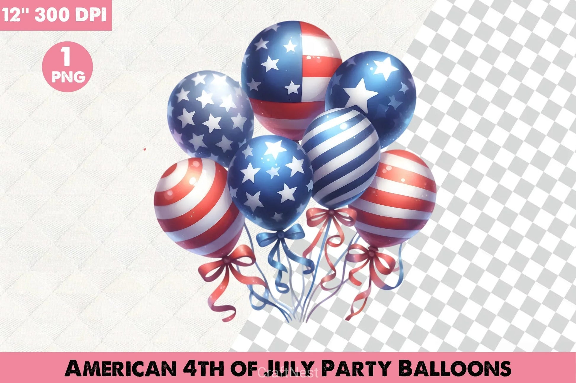 American 4th of July Balloons Clipart Bundle - CraftNest - Digital Crafting and Art