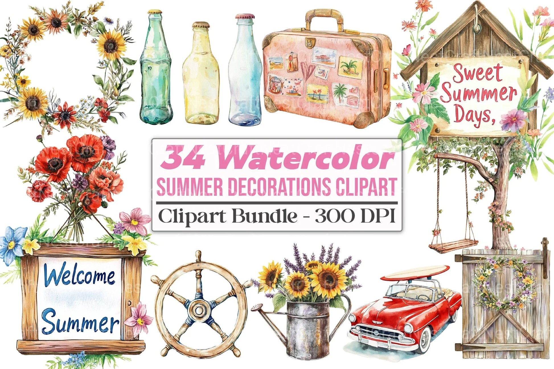 Summer Decorations Clipart Bundle - CraftNest - Digital Crafting and Art