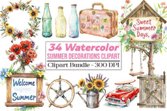 Summer Decorations Clipart Bundle - CraftNest - Digital Crafting and Art