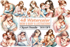 Mom & Baby Illustrations Clipart Bundle 1 - CraftNest - Digital Crafting and Art