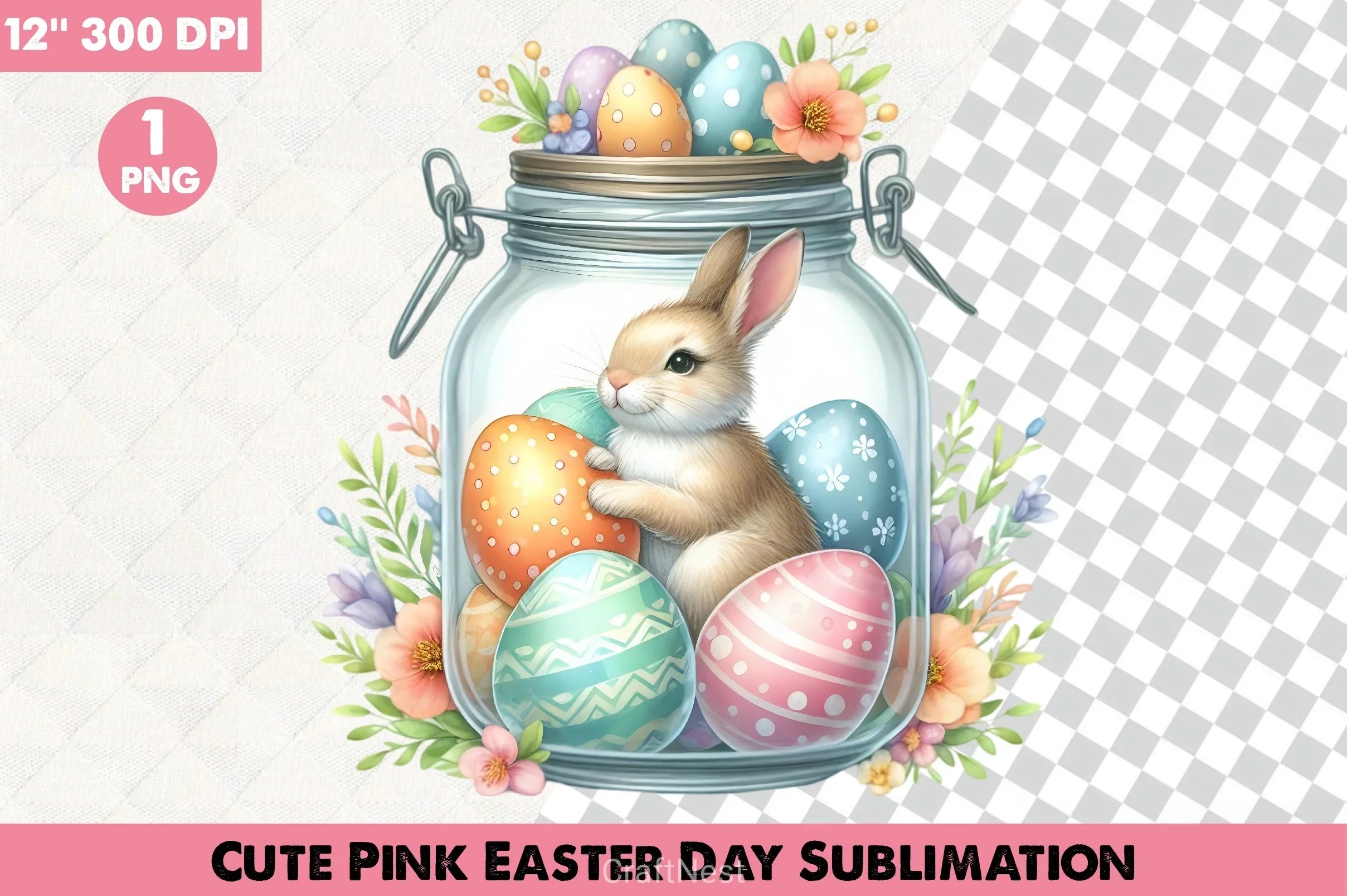 Cute Pink Easter Clipart Bundle 3 - CraftNest - Digital Crafting and Art