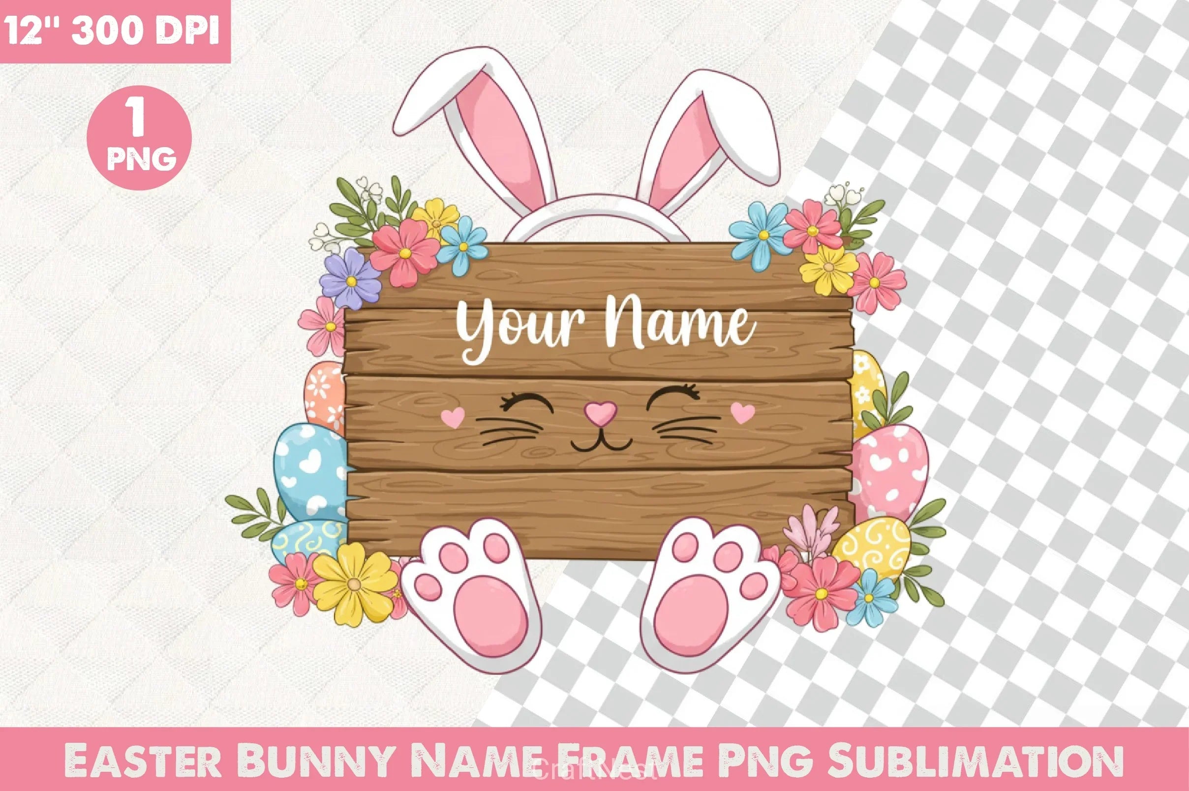 Easter Bunny Name Frame Clipart Bundle