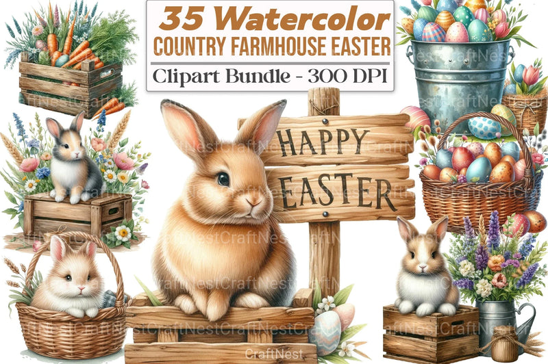 Country Farmhouse Easter Clipart Bundle 2 - CraftNest - Digital Crafting and Art