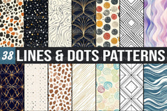 Lines & Dots Patterns Digital Paper - CraftNest - Digital Crafting and Art