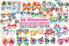 Tropical Summer Beach Glasses Hibiscus Clipart Bundle