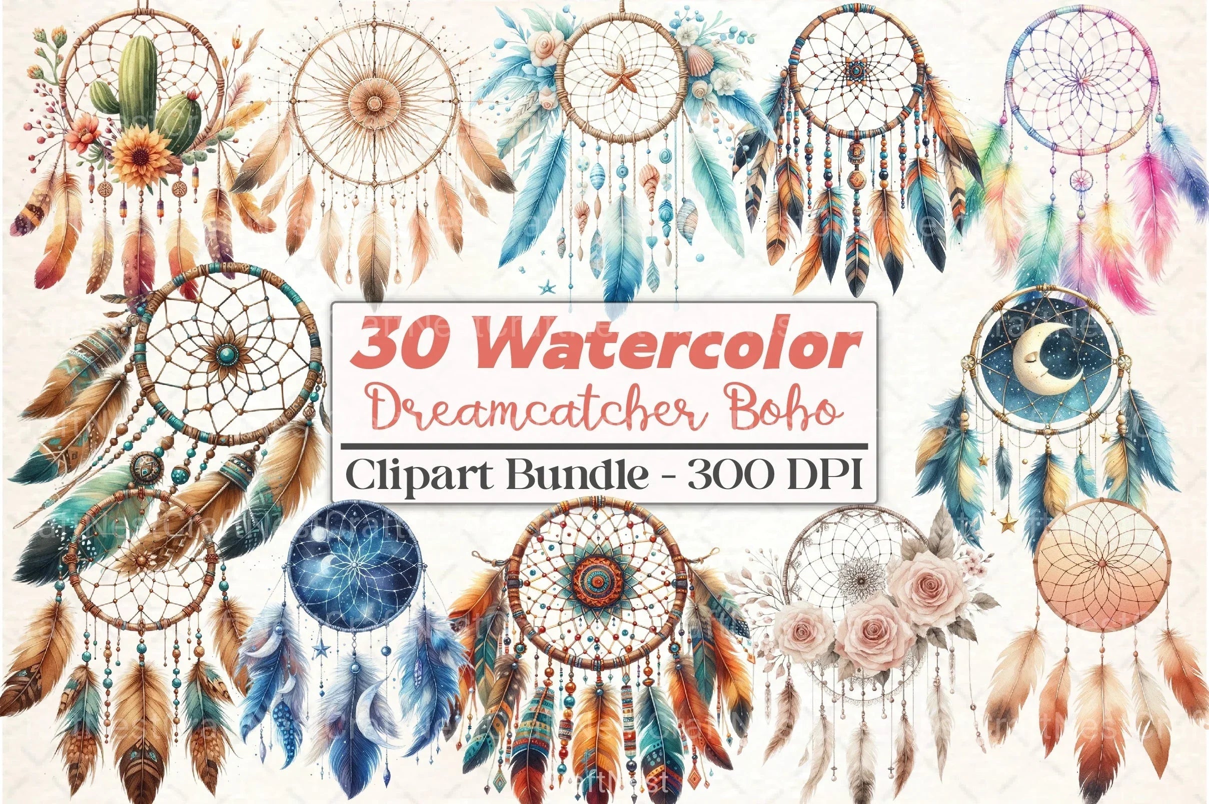 Dreamcatcher Boho Clipart Bundle - CraftNest - Digital Crafting and Art
