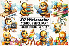 Back to School Bee Clipart Bundle 3 - CraftNest - Digital Crafting and Art