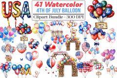 4th of July Balloon Clipart Bundle - CraftNest - Digital Crafting and Art