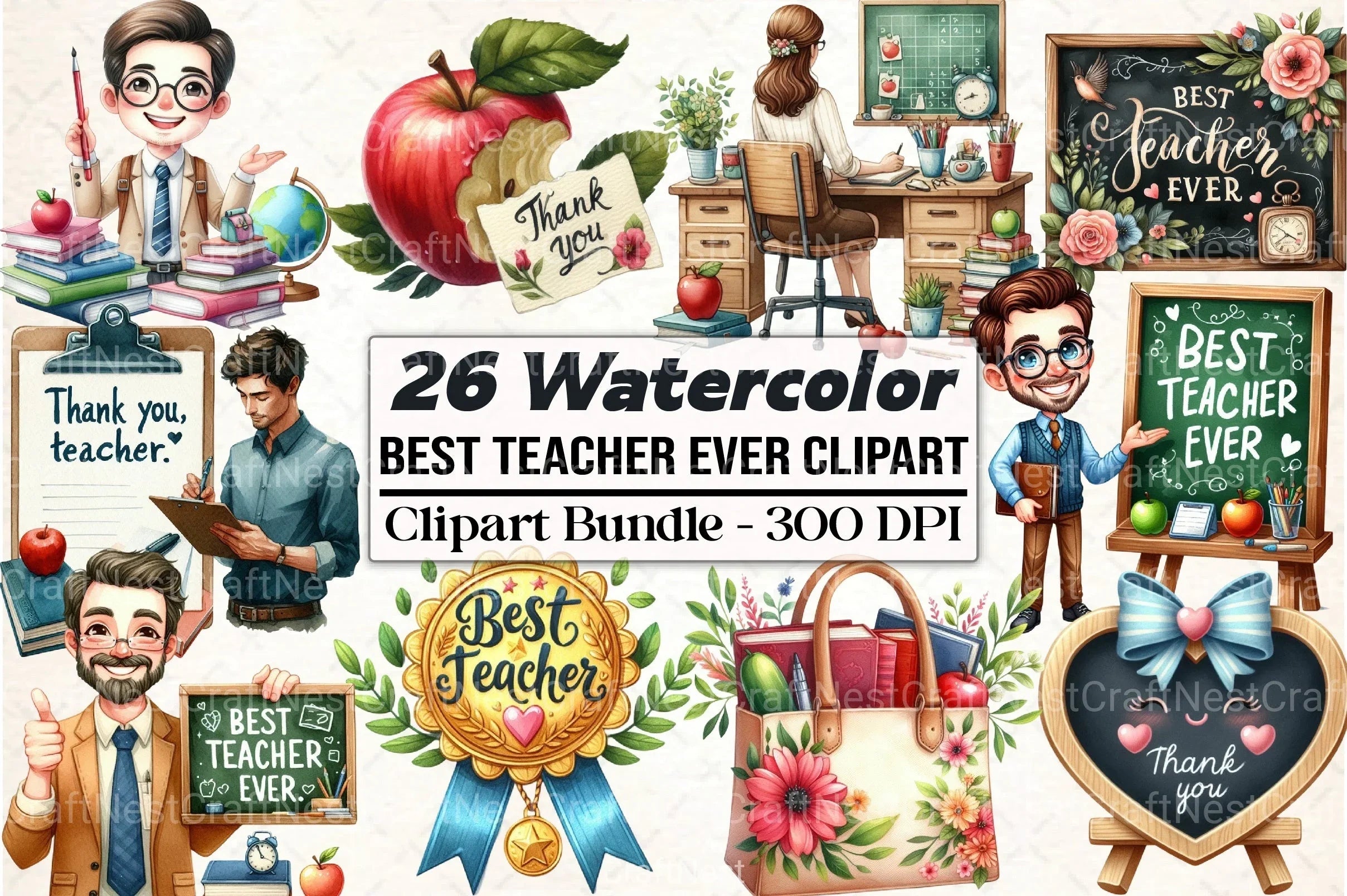 Best Teacher Ever Clipart Bundle - CraftNest - Digital Crafting and Art