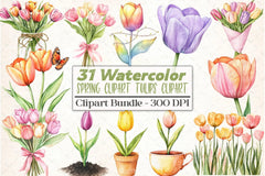 Spring Tulips Clipart Bundle 99 - CraftNest - Digital Crafting and Art
