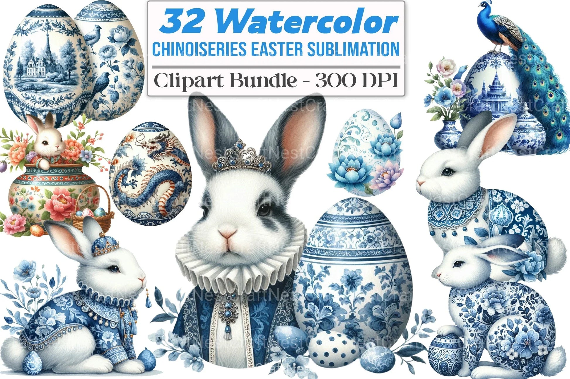Chinoiseries Easter Clipart Bundle - CraftNest - Digital Crafting and Art