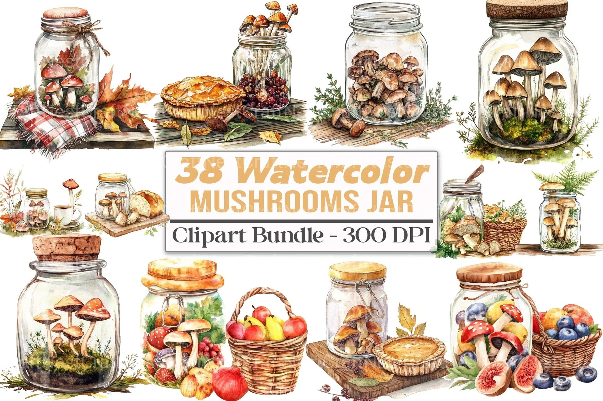 Mushroom Jar Clipart Bundle - CraftNest - Digital Crafting and Art