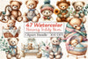 Nursery Teddy Bear Boho Clipart Bundle