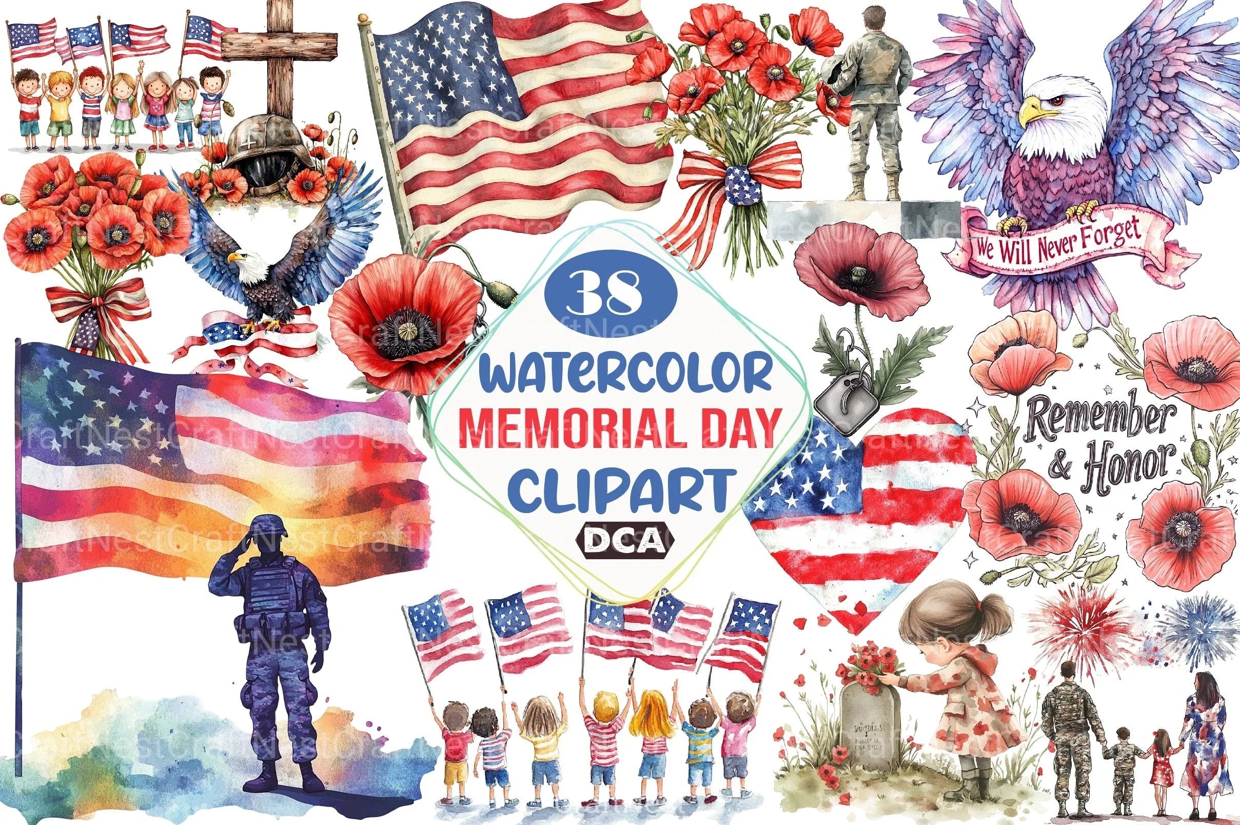 Memorial Day Clipart Bundle 27 - CraftNest - Digital Crafting and Art