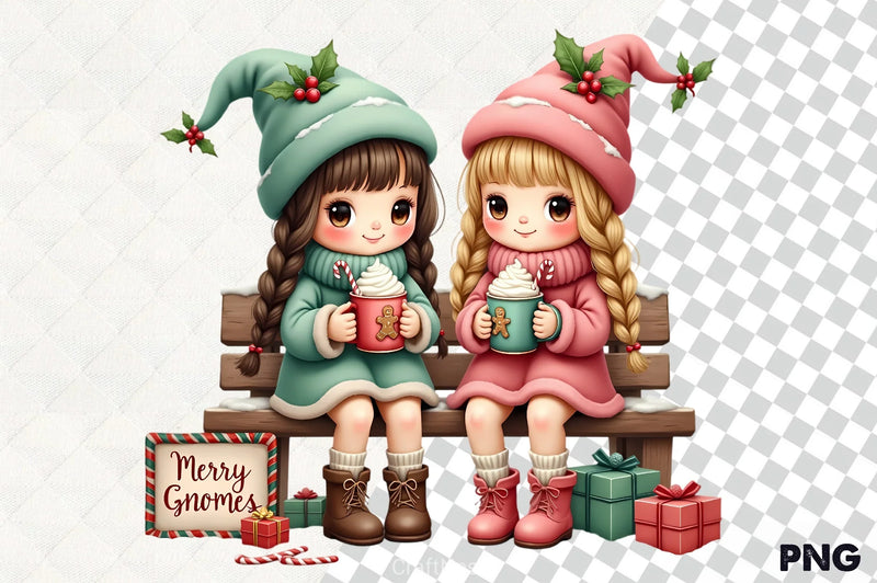 Festive Chibi Gnomes Winter Clipart Bundle - CraftNest - Digital Crafting and Art