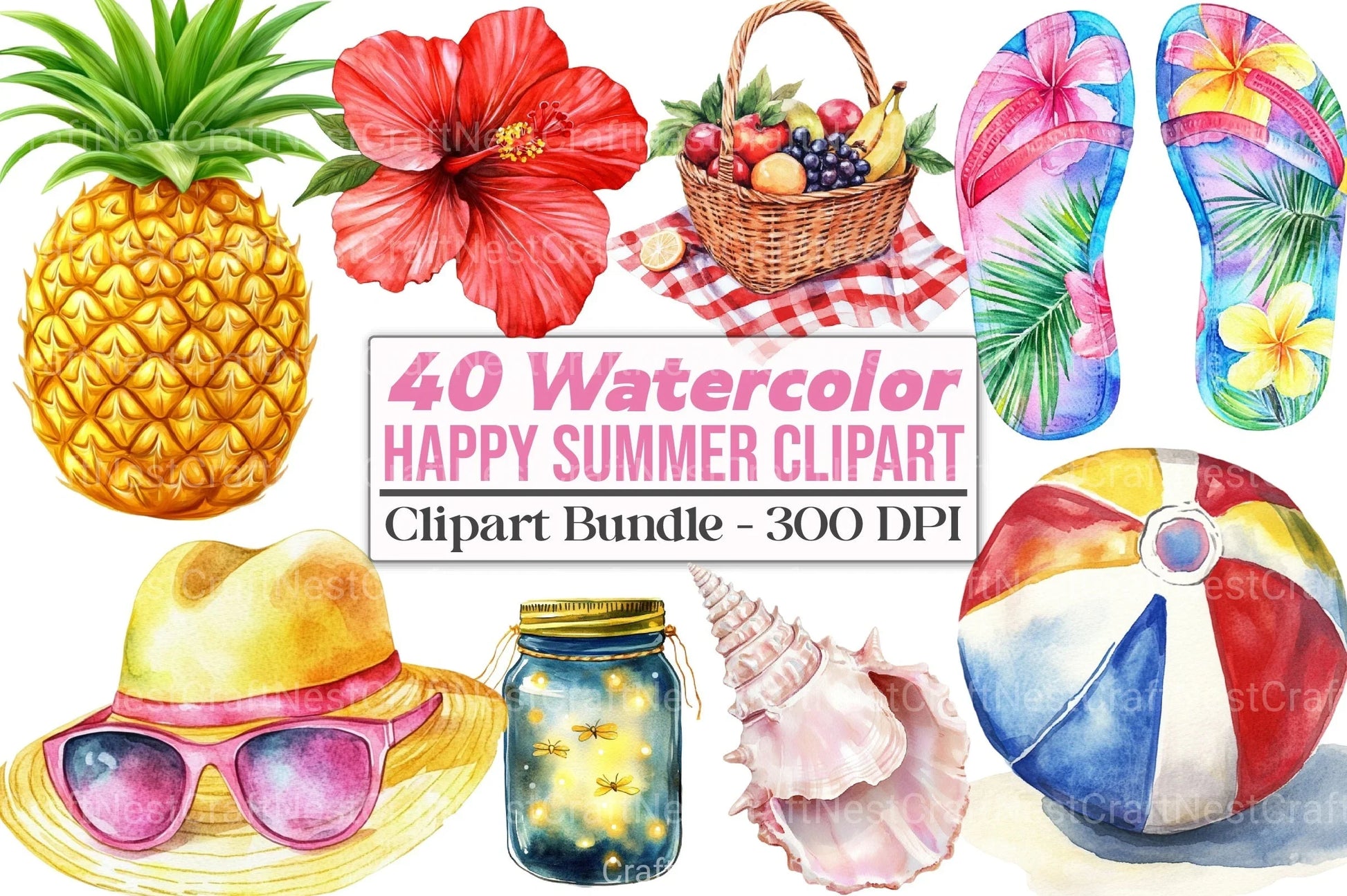 Happy Summer Clipart Bundle 6 - CraftNest - Digital Crafting and Art