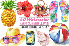 Happy Summer Clipart Bundle 6 - CraftNest - Digital Crafting and Art