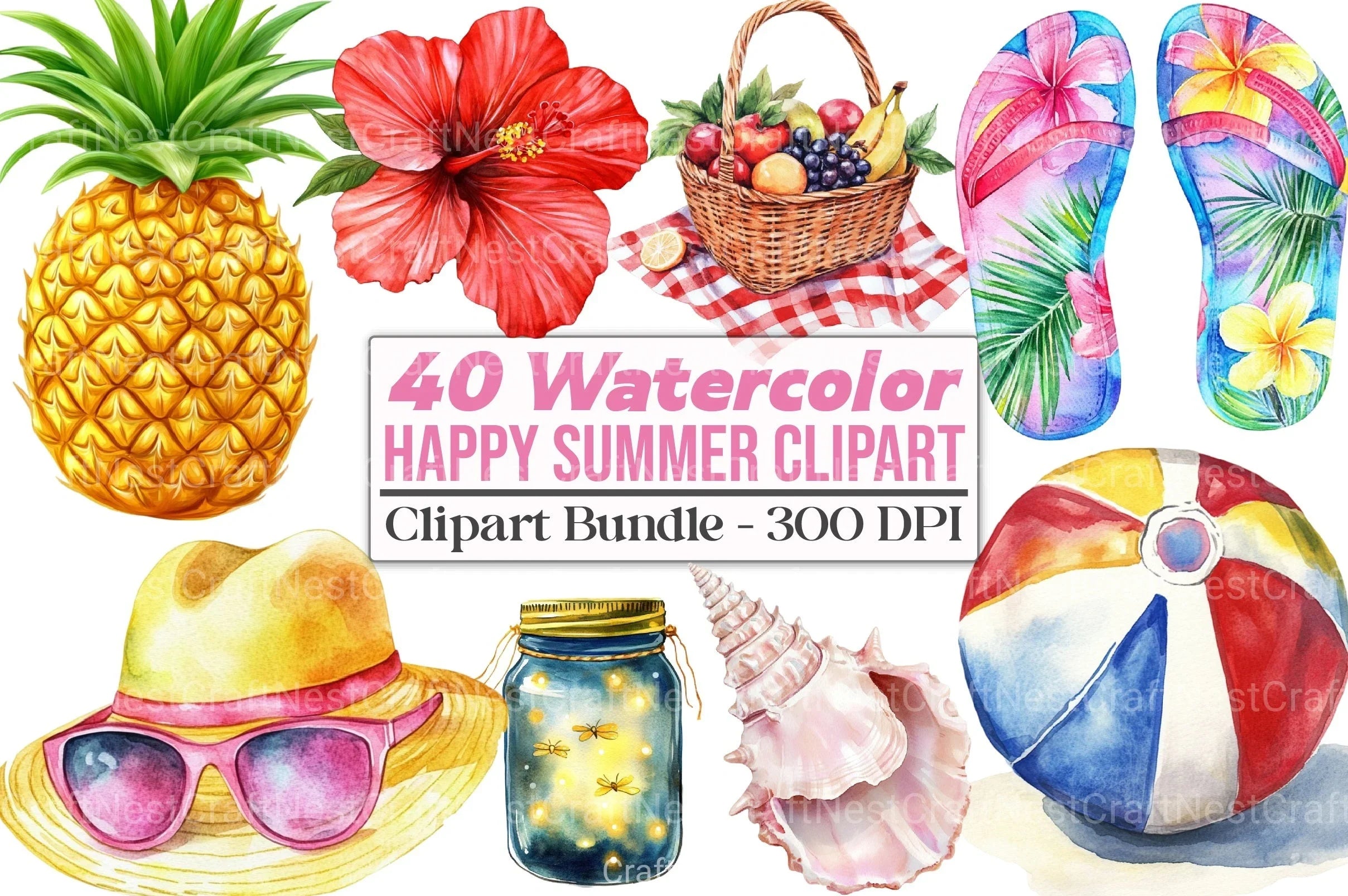 Happy Summer Clipart Bundle 6 - CraftNest - Digital Crafting and Art
