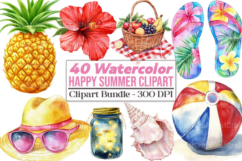Happy Summer Clipart Bundle 6 - CraftNest - Digital Crafting and Art