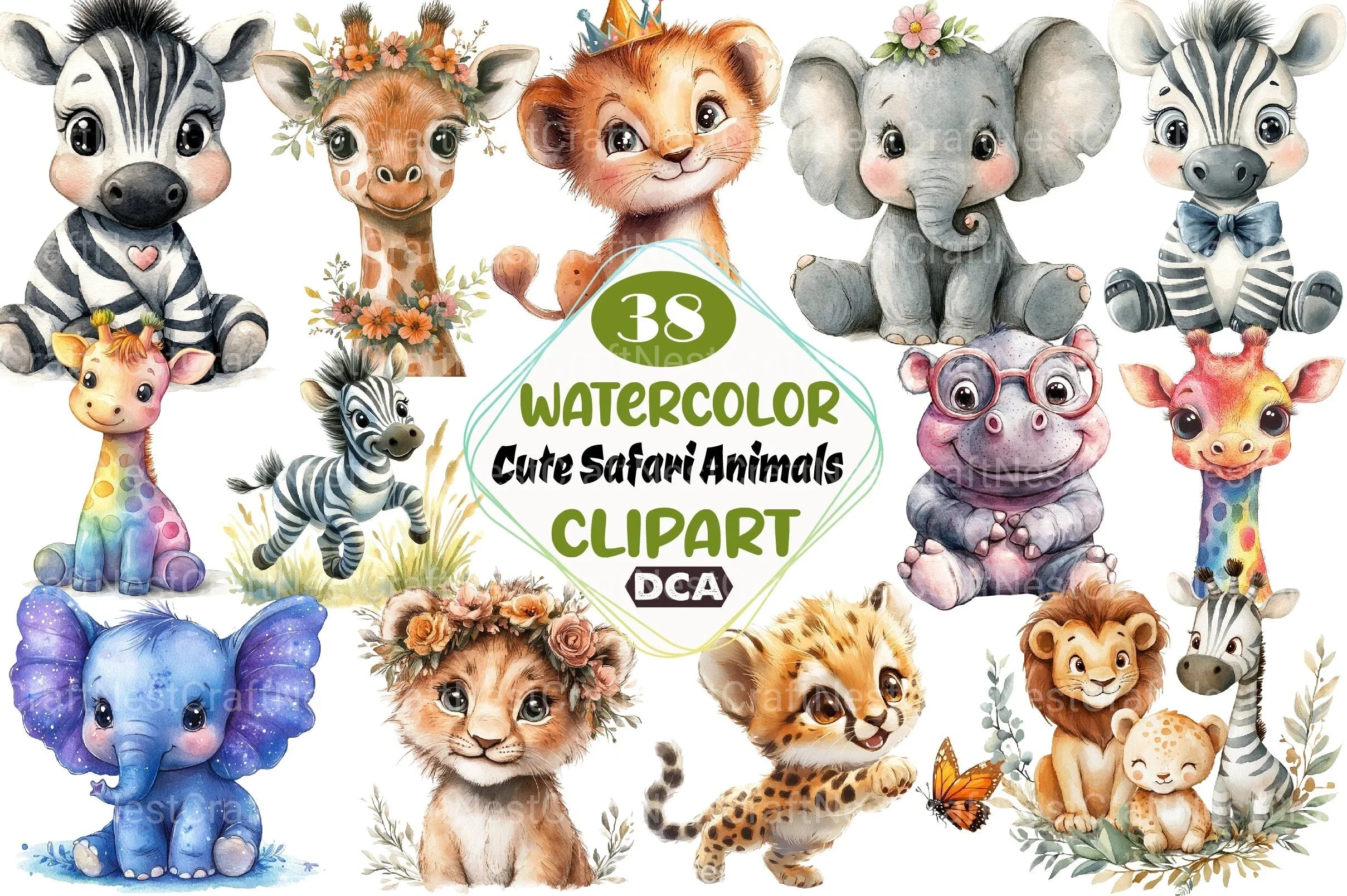 Cute Safari Animals Clipart Bundle 2 - CraftNest - Digital Crafting and Art