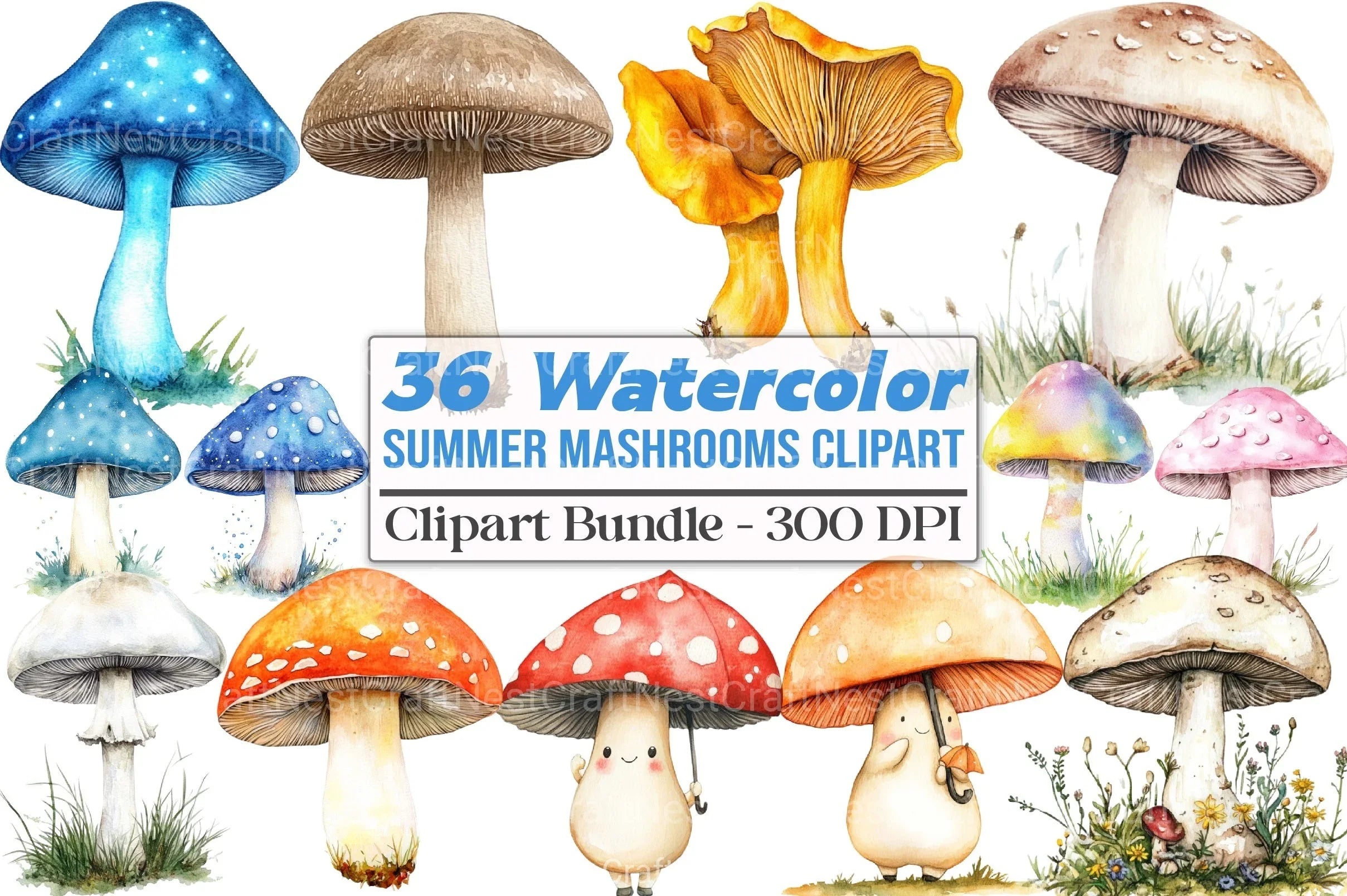 Summer Mushroom Clipart Bundle 11 - CraftNest - Digital Crafting and Art