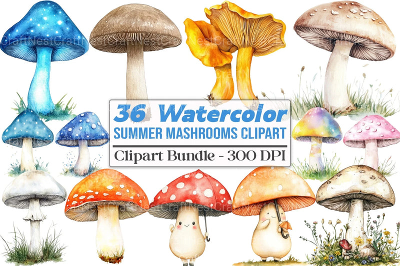Summer Mushroom Clipart Bundle 11 - CraftNest - Digital Crafting and Art