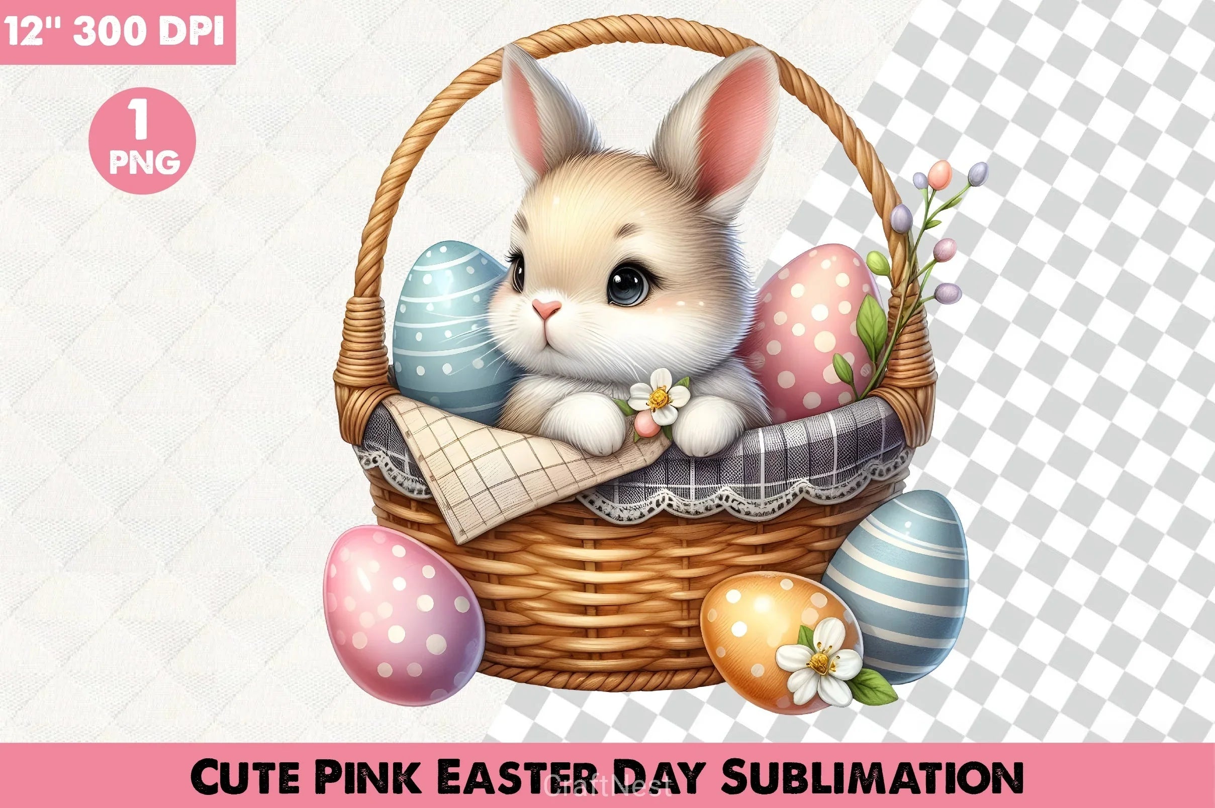 Cute Pink Easter Clipart Bundle - CraftNest - Digital Crafting and Art