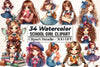 Whimsical School Girl Clipart Bundle