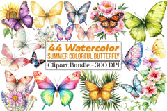 Summer Colorful Butterfly Clipart Bundle - CraftNest - Digital Crafting and Art