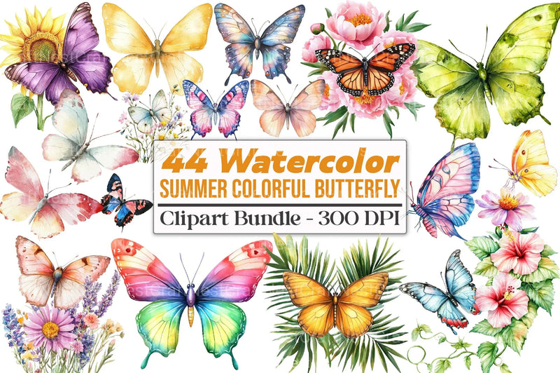 Summer Colorful Butterfly Clipart Bundle - CraftNest - Digital Crafting and Art