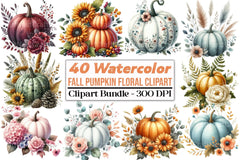 Fall Pumpkin Floral Clipart Bundle - CraftNest - Digital Crafting and Art