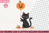 Black Cat with Jack O Lantern Balloon Clipart Bundle